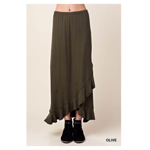 OLIVE JERSEY SKIRT - Picture 1 of 1